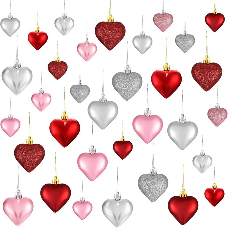 LT cross-border love ball 36 pce suit valentine's day wedding plating glitter peach heart ball pendant christmas ball decoration