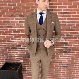 男士西装商务休闲西服套装男三件套小西装修身正装结婚礼服