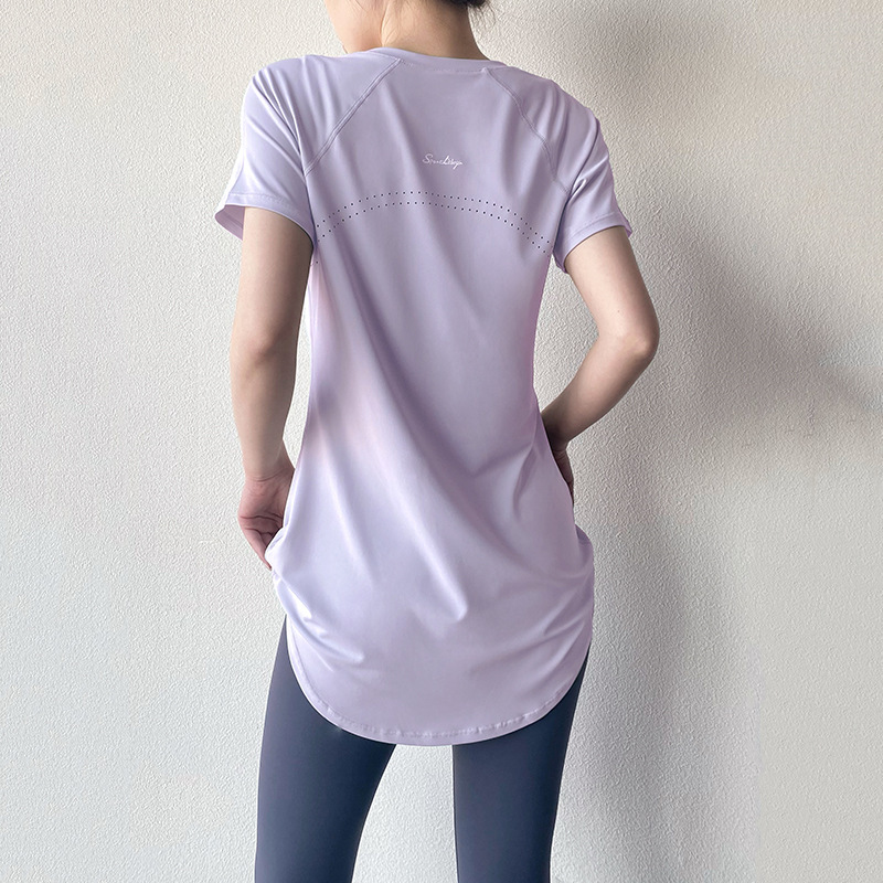 Spring, Summer and Autumn Mid-Length T-Shirts, Breathable Running Fitness Women's Long and Short-Sleeved Sports Tops, Yoga Clothes That Cover the Buttocks and Look Slimming Look Spring, Summer and Autumn Mid-Length T-Shirts, Breathable Running Fitness Women's Long and Short-Sleeved Sports Tops, Yoga Clothes That Cover the Buttocks and Look Slimming Look