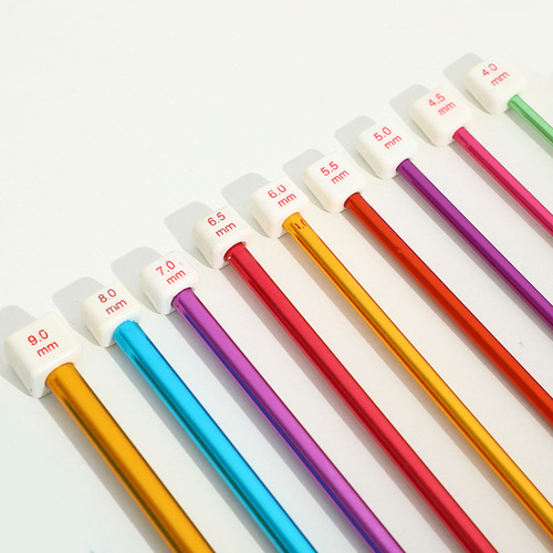 Colored aluminum oxide sweater needle diy knitting tool single head stick needle sweater needle scarf needle single head 35cm set