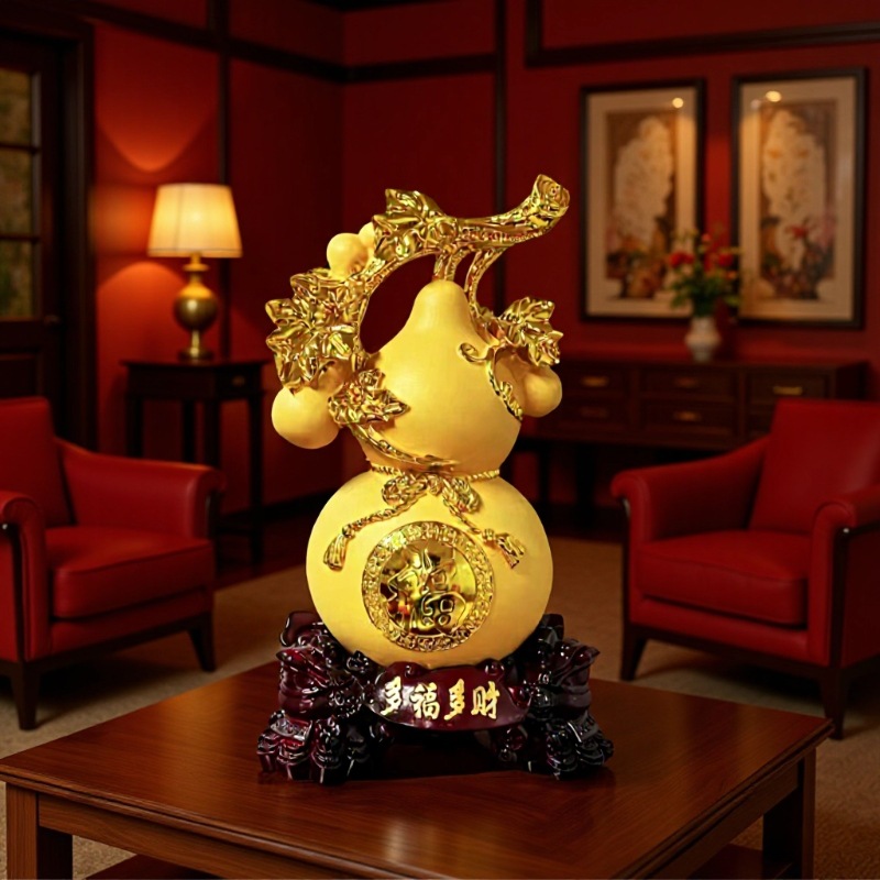 V厂家直供福禄金色葫芦摆件工艺品开业乔迁送礼家居客厅装饰摆件