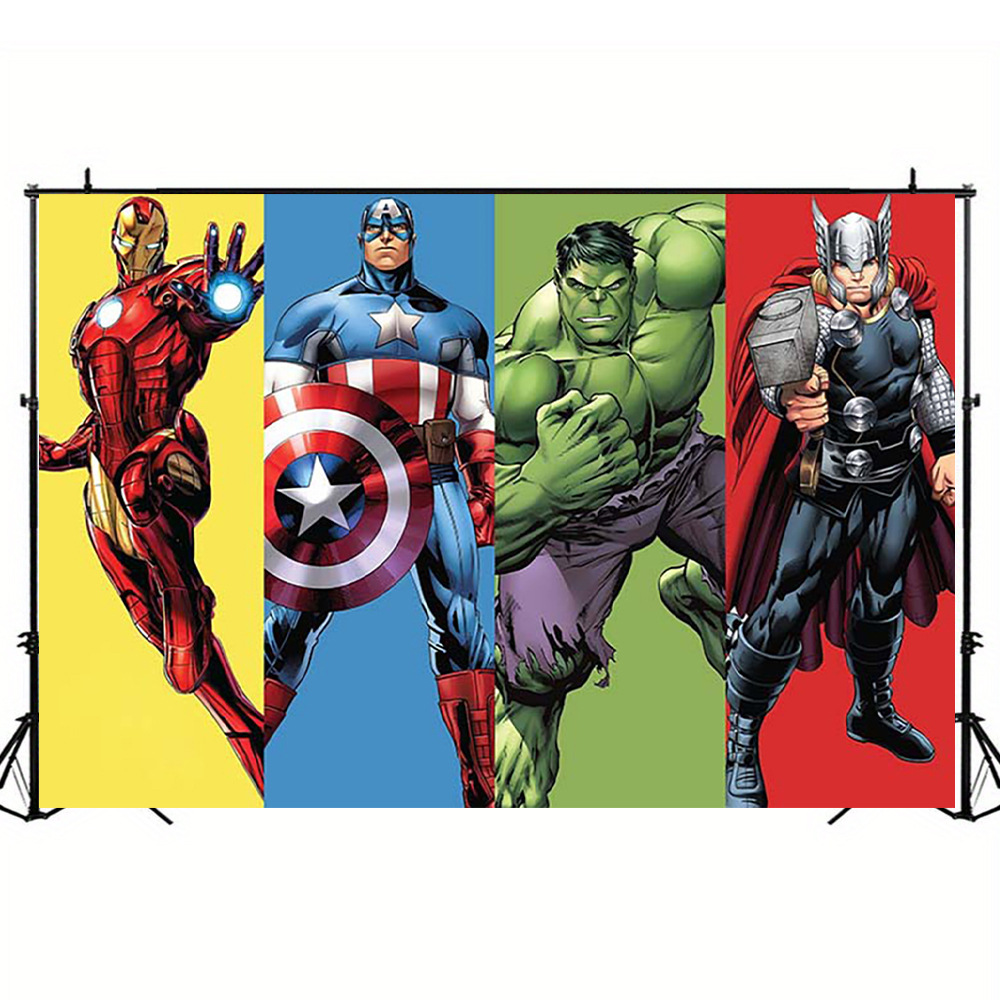 (2개) 어벤저 스 태피스트리 배경 마블 영웅 사진 배경 장식  생일 파티