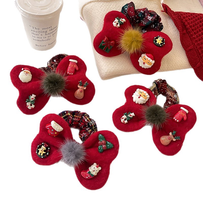 Bolas de pelo de Navidad arco intestino grueso anillo de cabello de alta calidad estilo estilo de diseño de cabello de nicho toque de cabello