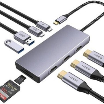 Cross-Border Three-Port HDMI Docking Station Nine-In-One Usb3.0 Laptop Converter USB Hub Docking Station