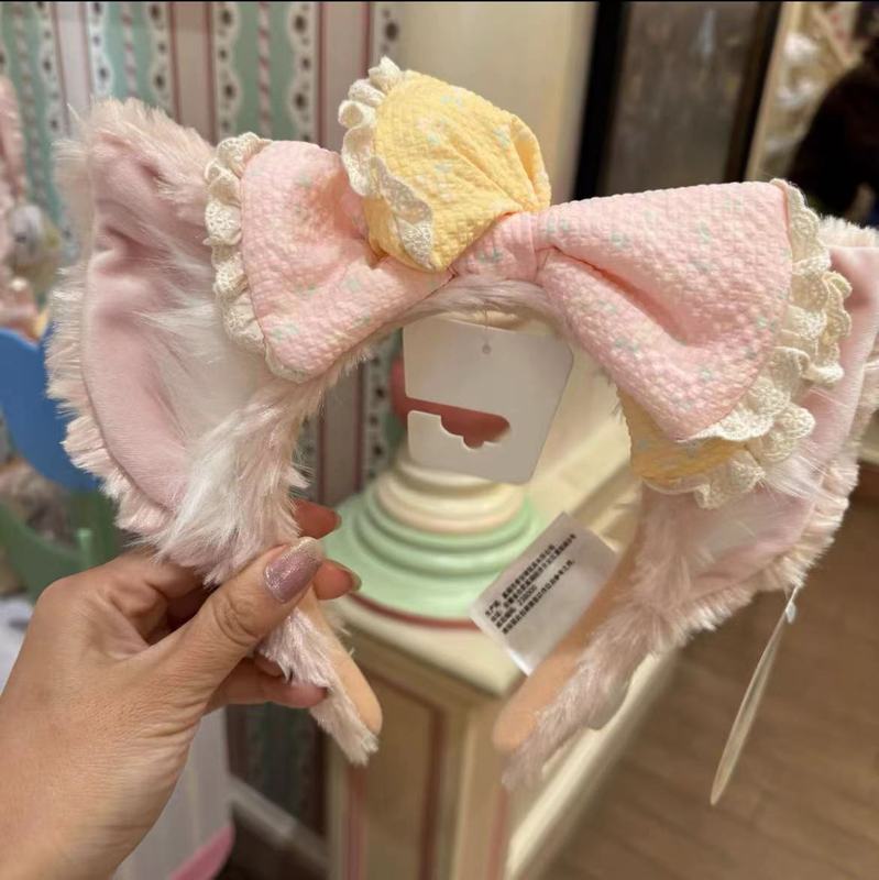 ディズニー購入 シェリーローズ ヘッドバンド 女性用 かわいい ダッフィーベア リボン ぬいぐるみ ヘッドバンド 遊園地 写真撮影 ヘアピン|undefined