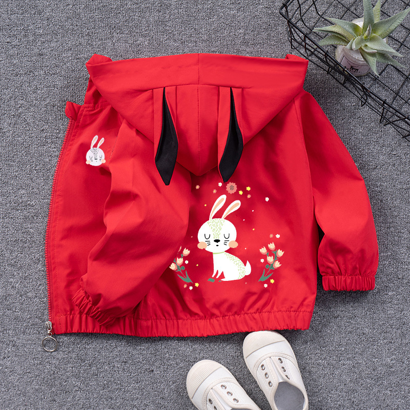 Children's Coat Hooded Top Girls' Cartoon Cardigan Candy Color Baby Girls' Hooded Zipper Shirt Cute