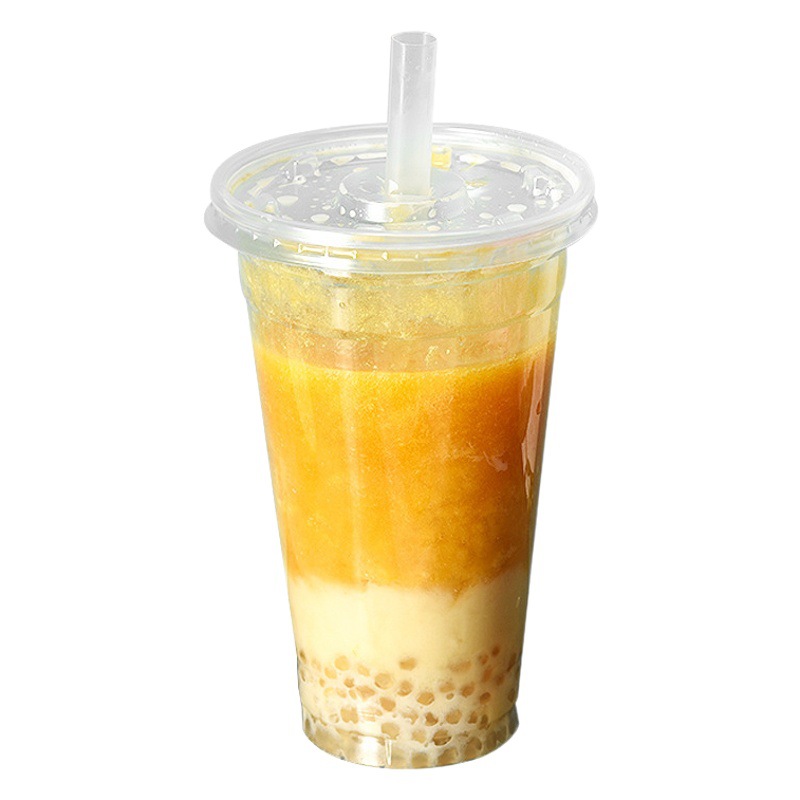 98-500 Ice Cup Disposable Pet Blister Cup Transparent Cold Drink Coffee Milk Tea Cup Flat Lid Manufacturer Ready Stock 9802