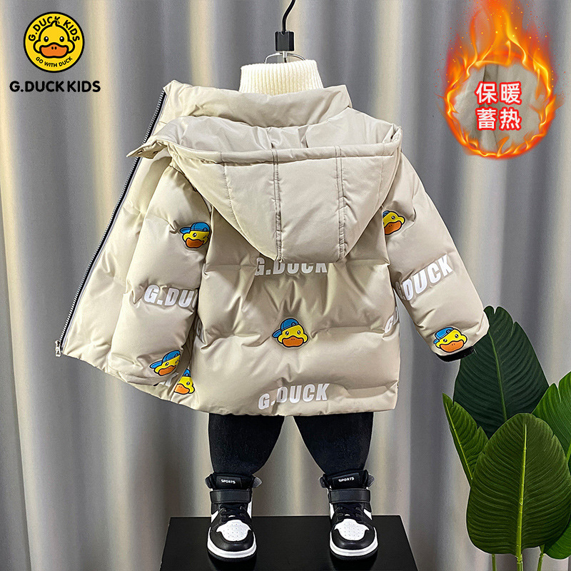 小黄鸭儿童羽绒服冬季2025新款洋气男宝宝中长款加厚男童冬装棉服