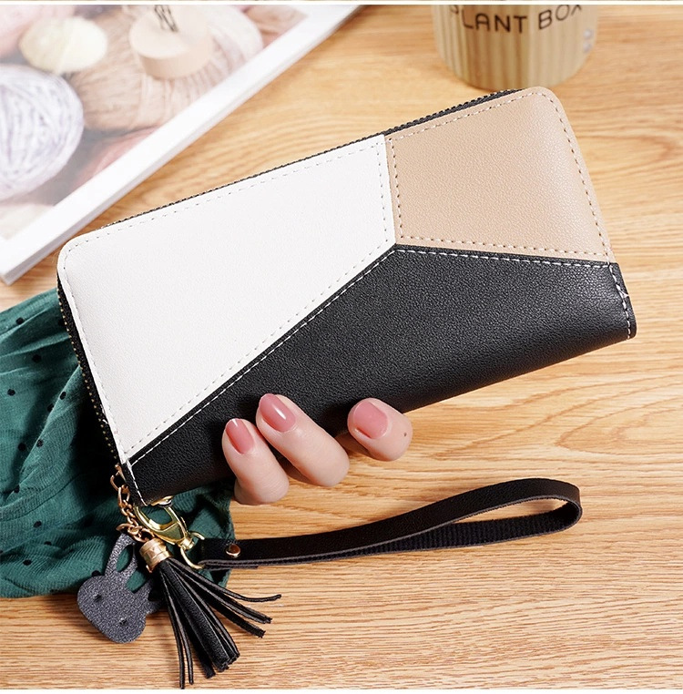 Women's Color Block Pu Leather Tassel Zipper Wallets display picture 9