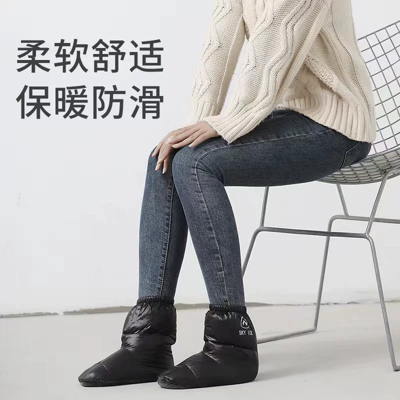 Уличные мужские и женские белые носки на утином пуху, чехлы для обуви, водонепроницаемые зимние теплые пуховые Чехлы для ног в помещении