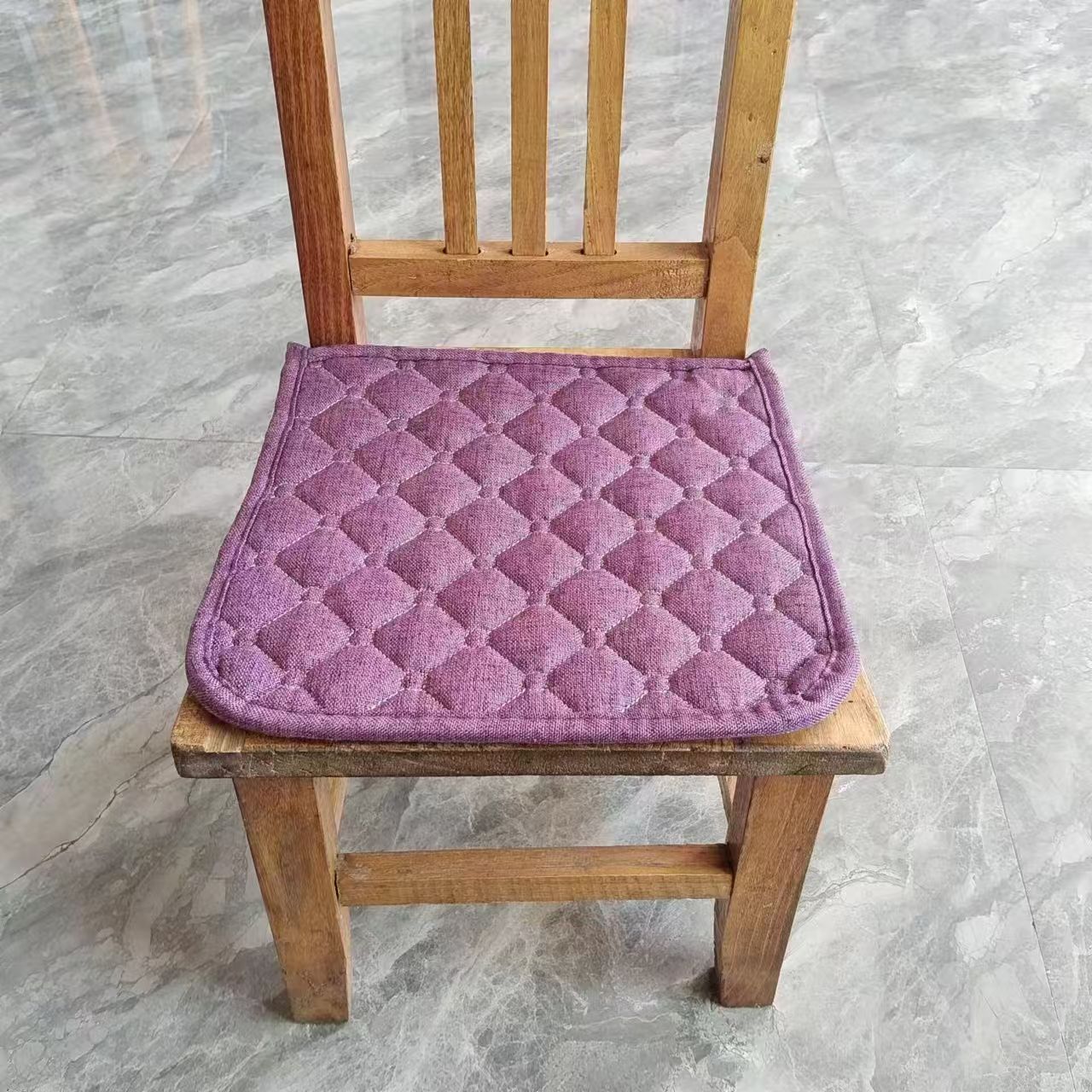 퀼팅 자수와 코튼 퍼플 린넨 [베이비 의자 쿠션]