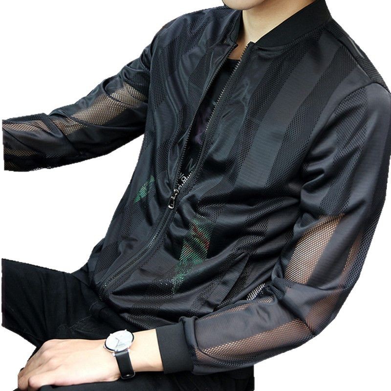 Ropa de protección solar personalizada, chaqueta para hombre, ropa de protección solar de verano, ropa de piel hermosa para hombre hueca transpirable ultrafina, estilo fino nuevo