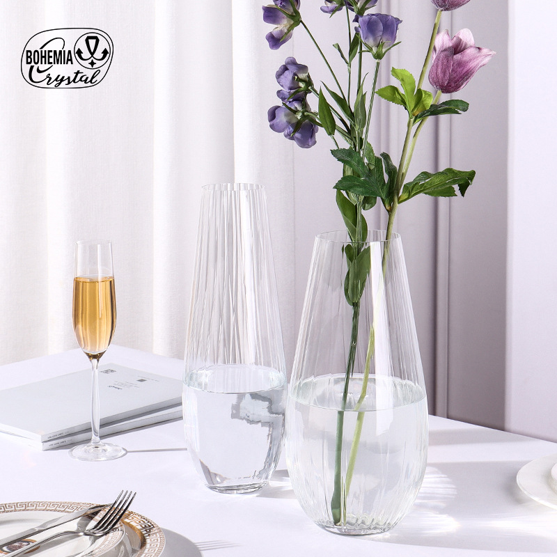 Lex sin plomo cristal vasos grandes estilo europeo simple viento transparente alta permeabilidad sala de estar hidropónica decoración de flores secas