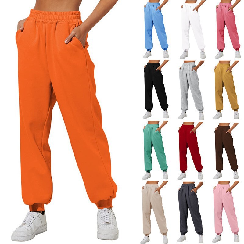 Amazon 2025 Women's High Waist Loose Sweatpants Plaid High Waist Jogging Pants Casual Sweatshirt Pants with Pockets