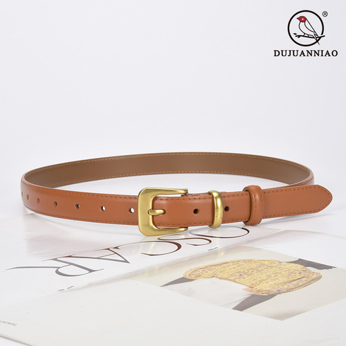 Belt for women, genuine leather, fashionable, simple, versatile, decorative, black trousers, thin belt, women's suit, Korean style jeans belt