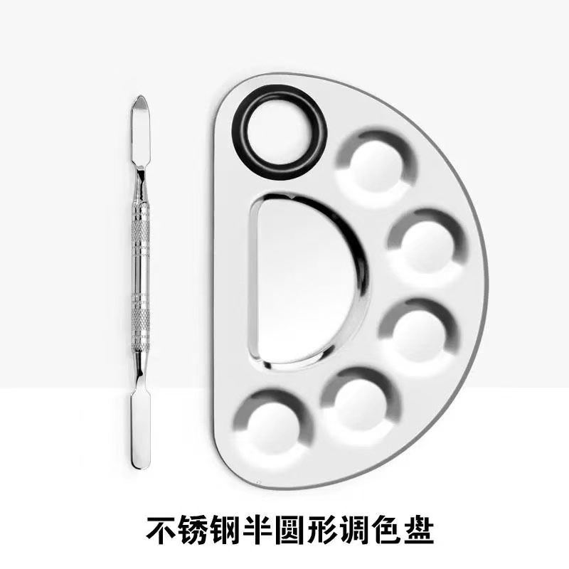 Paleta de maquillaje, base líquida de maquillaje, corrector, paleta de anillos, paleta de colores profesional de acero inoxidable con paleta