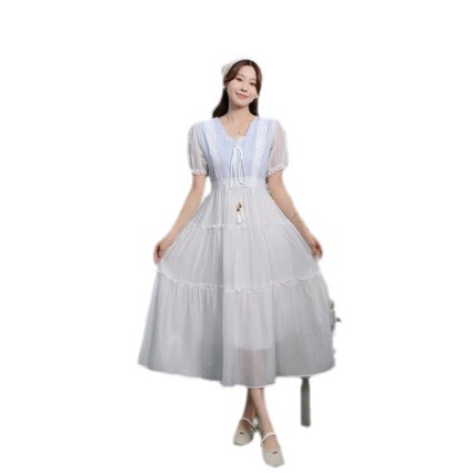 Skirted Girl 2025 Summer Two-Piece Forest Style Waist Cincher Meat Hiding Slimming Sweet Short Sleeve Tea Party Dress