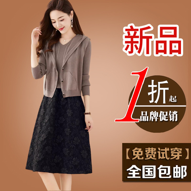 2025 New Autum Fashion Casual Two-Piece Suit Dress, Fashionable New Vest Knitwear Skirt for Small People