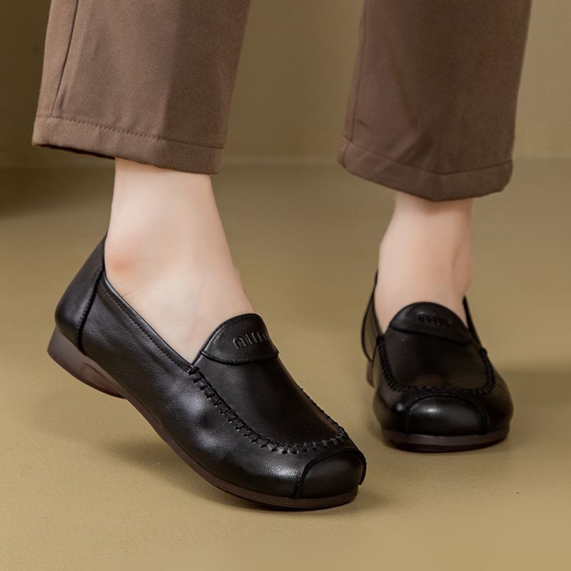 Nuevos zapatos de alta calidad de mediana edad cómodos de tendón de torón súper suave zapatos de madre zapatos de cuero suaves zapatos de mujer