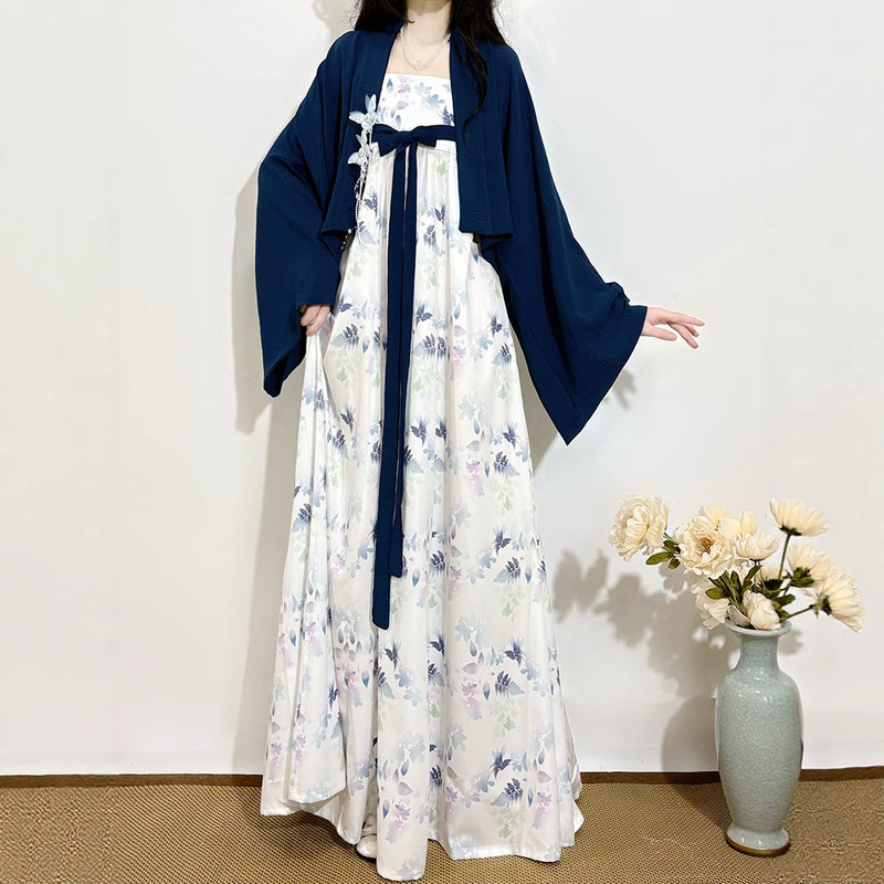 | Han-Style New Chinese-Style Hanfu Dress for Women 2026 New White Floral Suspender Long Dress Daily Hanfu