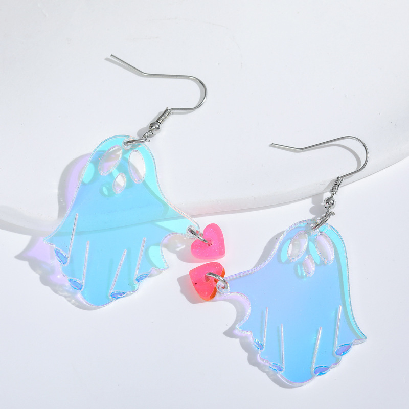 かわいい趣味レーザー幻彩幽霊ghostアクリルイヤリングレトロハロウィーンアクセサリー女|undefined