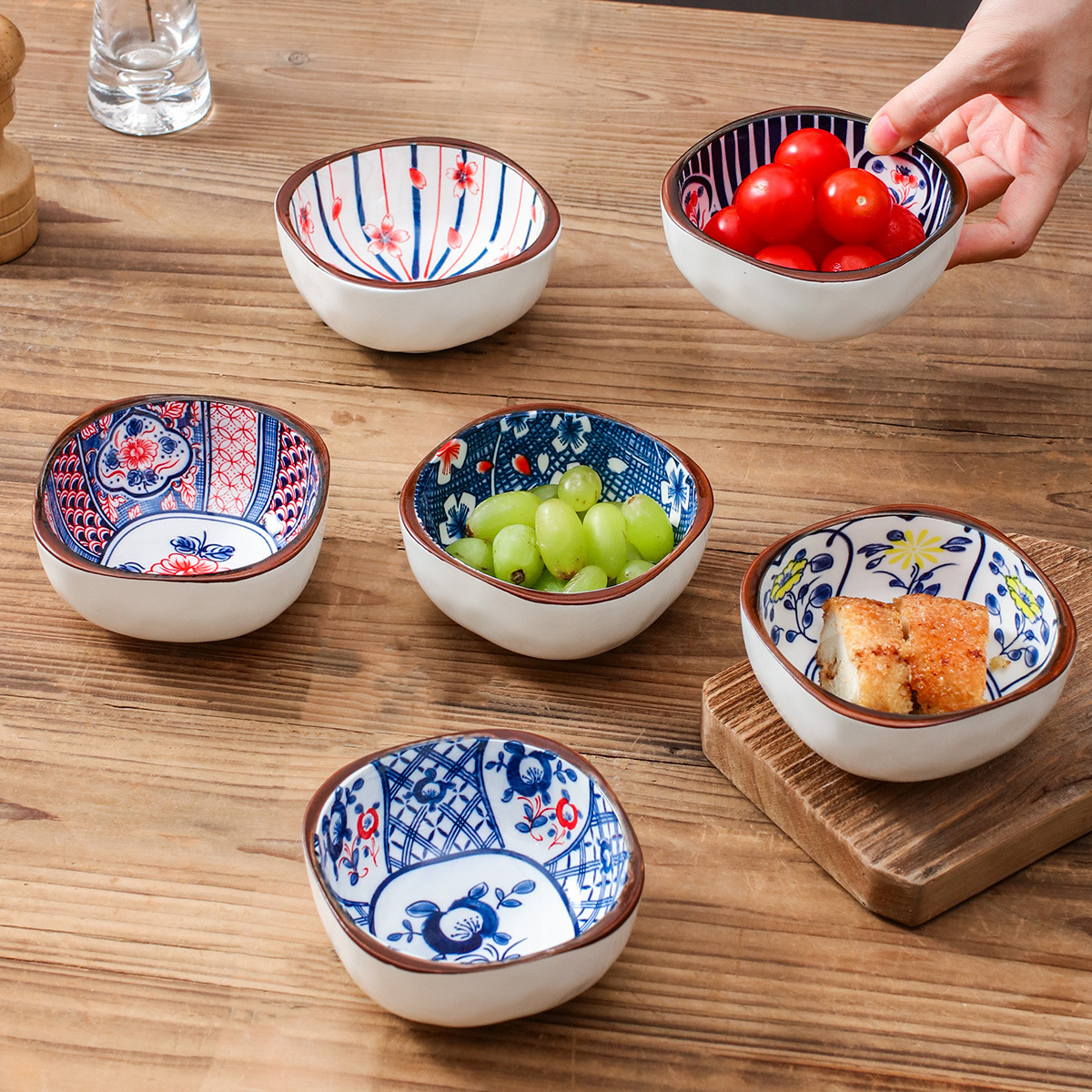 4英寸日式陶瓷碟子家用小方碗調味碟小吃零食碟火鍋高顏值蘸料碟