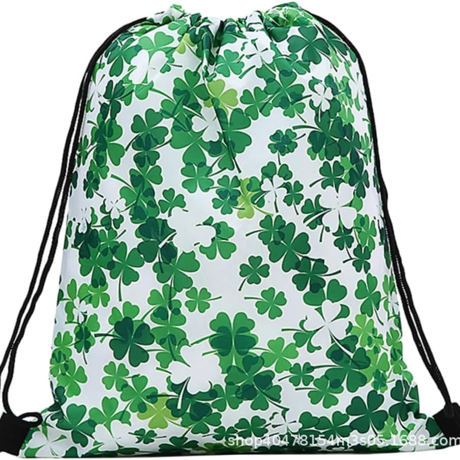 爱尔兰圣帕特里克节七双肩抽绳背包袋子派对便携收纳袋涤纶手提抽