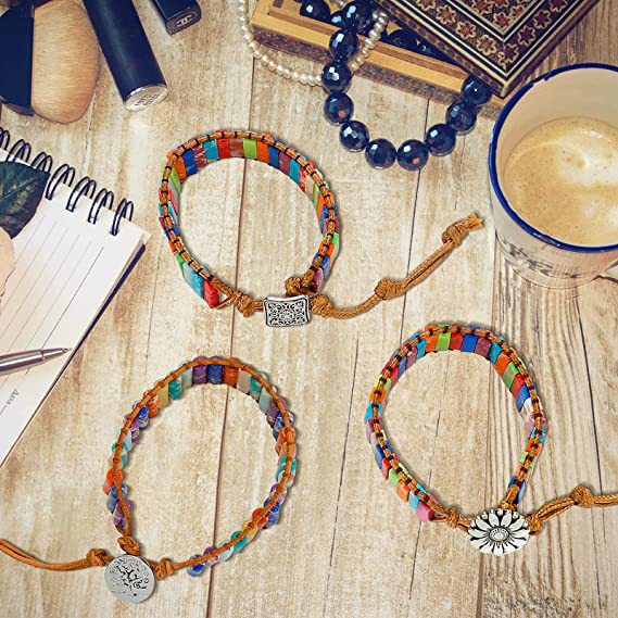 Emperor Stone, rope Material Geometric Pattern Casual Ethnic Style Geometric Emperor Stone Rope Knitting Drawstring Bracelets