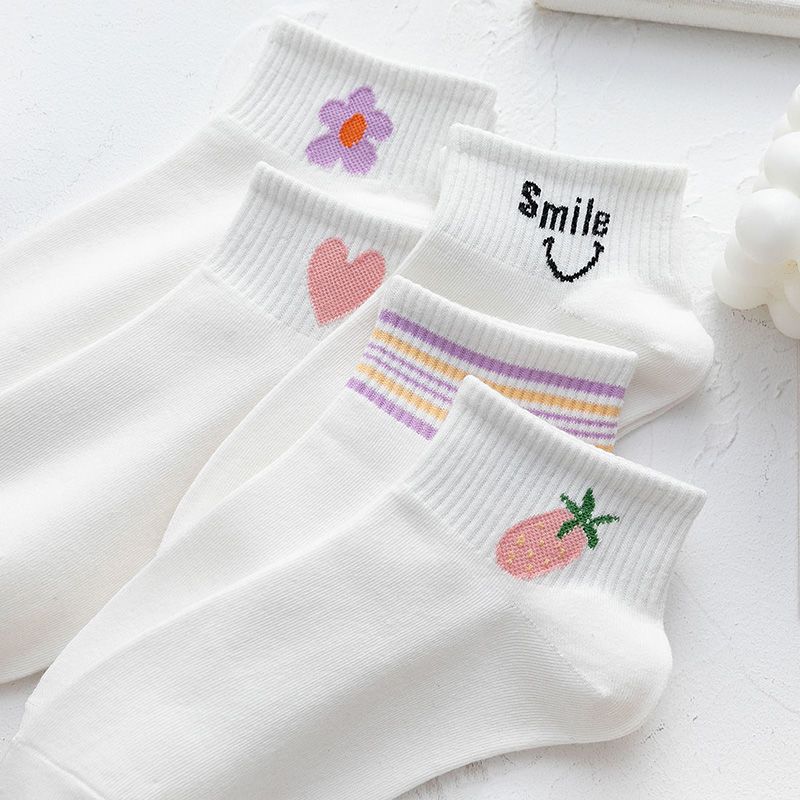 Socks Women's ins Trendy All-match Summer Thin Breathable Women's Cute Japanese Style Short Socks Boat Socks Spring and Autumn White Summer