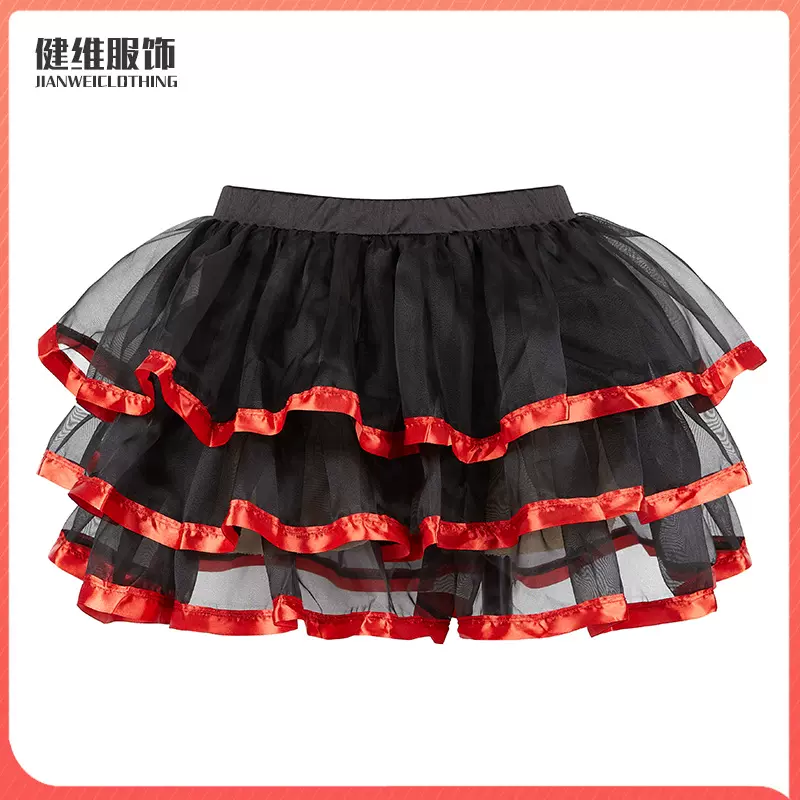 中裙弹力收紧舞会演出服公主风束身衣搭配专用裙红色花边蓬蓬裙