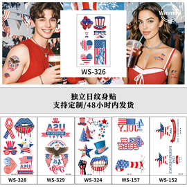 跨境新款美国国旗独立日纹身贴派对聚会临时tattoo现货批发防水汗