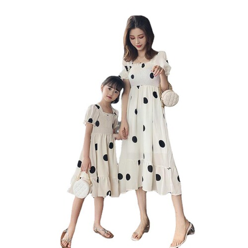 Mother-daughter parent-child clothing summer fashion new trendy dress Internet celebrity Korean version polka dot chiffon skirt one piece wholesale