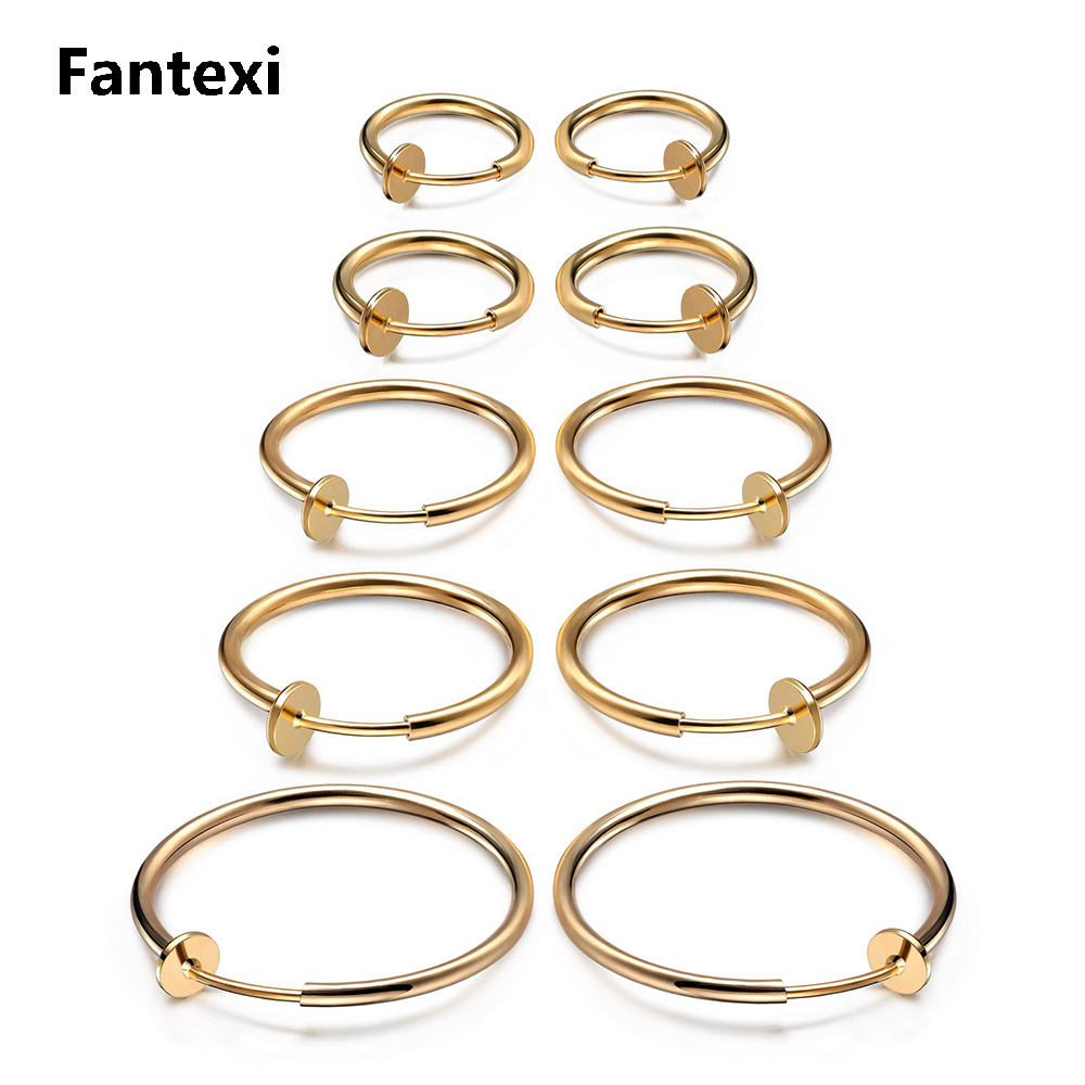 Fashionable Round Spring Ear Clips, Non-Pierced Earrings, Unisex Non-Piercing Rings, Adjustable Titanium Steel Earrings