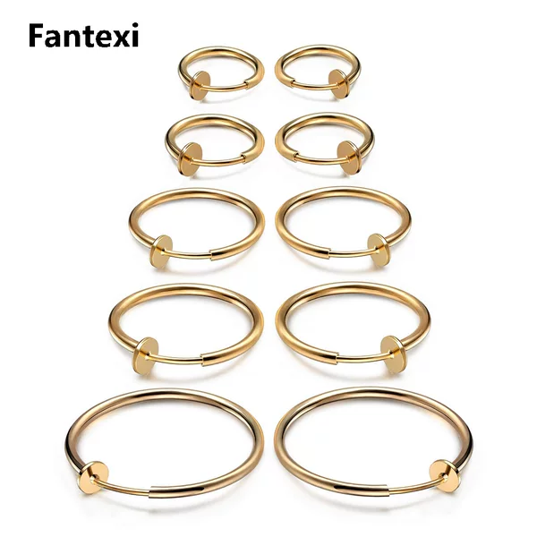 Fashionable Round Spring Ear Clips, Non-Pierced Earrings, Unisex Non-Piercing Rings, Adjustable Titanium Steel Earrings