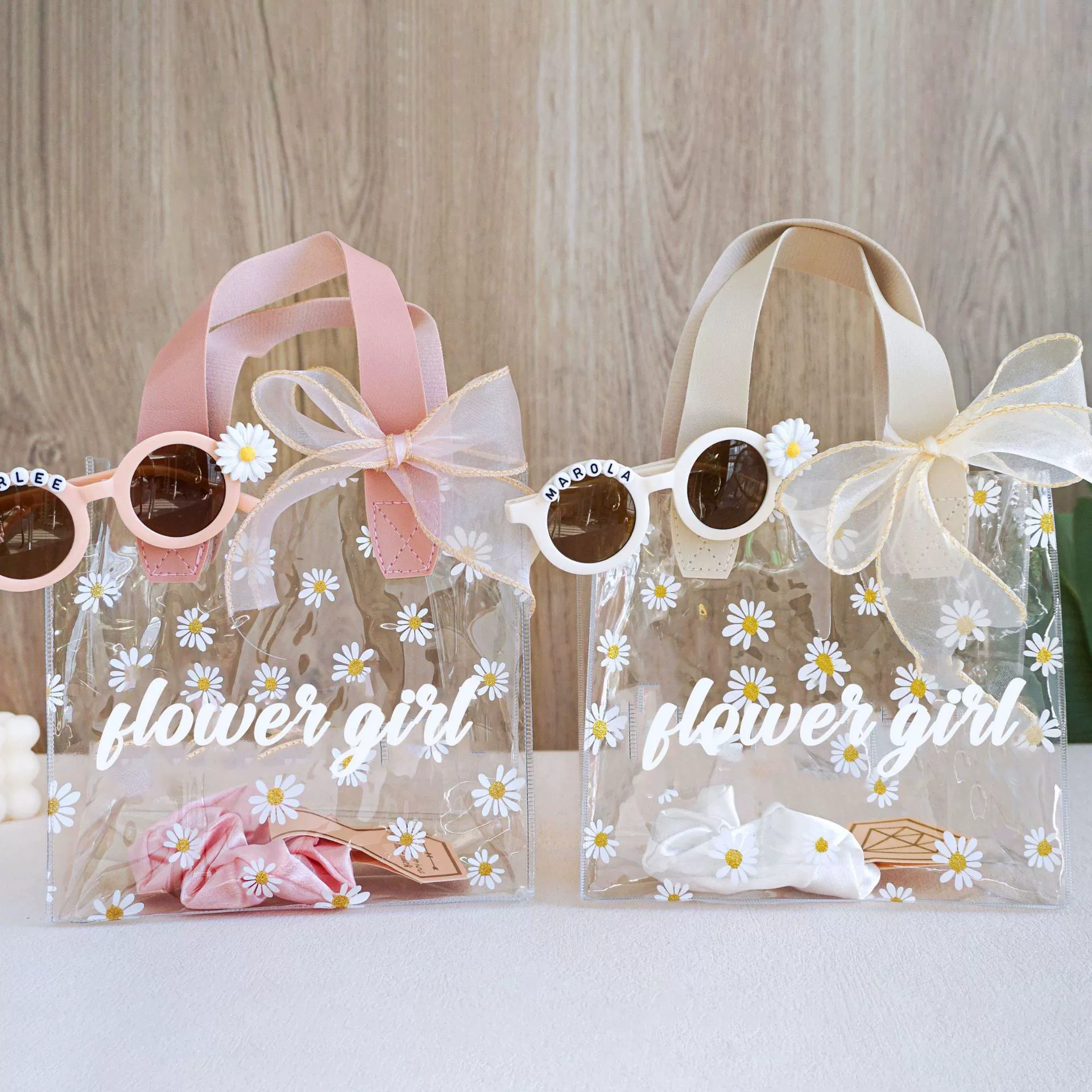 Cross-border exclusive Flower Girl Daisy Transparent Tote Bag Wedding Party Transparent Tote Bag Wholesale