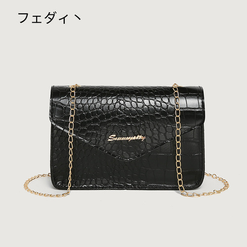 Small bag  Korean version new simple women's bag single shoulder crossbody bag retro casual crocodile pattern small fresh small square bag