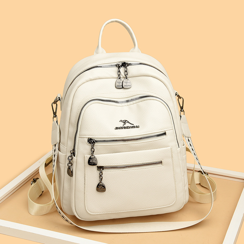 Textura transfronteriza mochila de cuero suave, mochila de mujer, 2026 nueva moda, ocio, moda, mochila multipropósito.