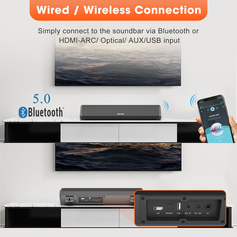 Cross-Border Wholesale Soundbar Soundbar Tv Speaker Wireless Home Theater 40W High Power Soundbar