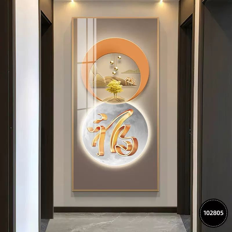 Pintura decorativa de entrada moderna de lujo ligera atmósfera Fu Zi de alta gama mística fondo mural decoración de muros colgantes de pasillo mural image 24