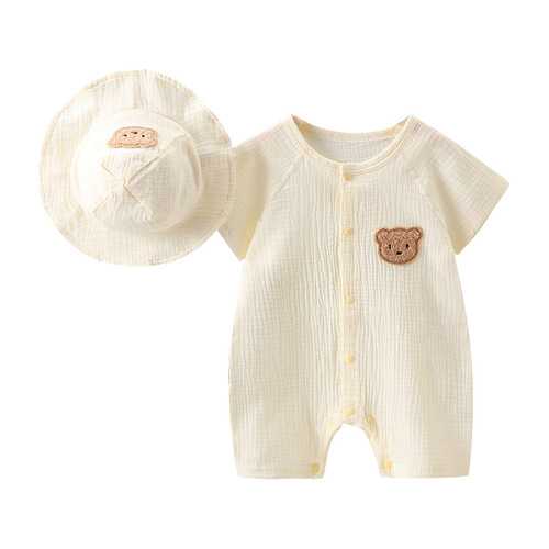 Baby clothes medical gauze Category A cotton onesie summer short-sleeve crawling suit newborn monk suit baby half-sleeve