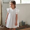 White soft breathable summer clothing, thin dress, small princess costume, french style, cotton and linen
