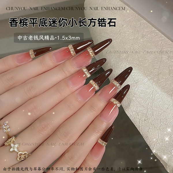 Rectangular small nail decoration with zircon for manicure