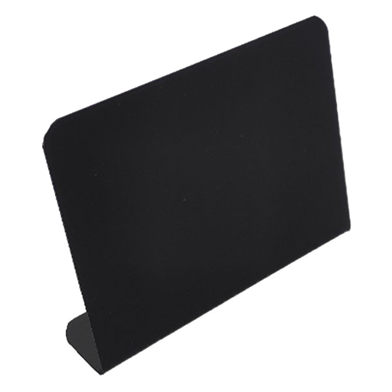 Señales de productos de supermercado transfronterizas, etiquetas de precios borrables de plástico, tablero de mensajes de exhibición en forma de L, tablero de exhibición negro pequeño para playa