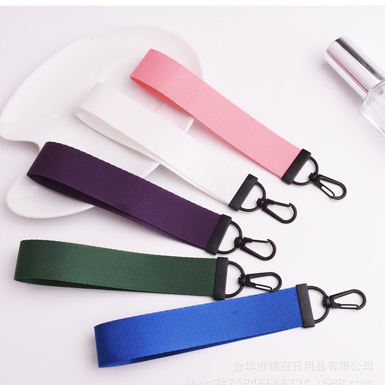 Creative Anti-Lost Solid Color Webbing Keychain with Custom Printed Text, Backpack Pendant, Accessory, Ribbon, High-End Gift