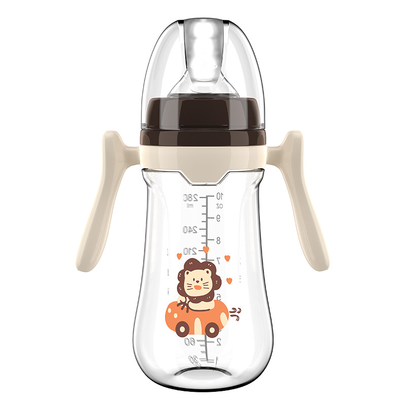 Pezón de boca ancha para bebés 180/240/280ml Serie simple con mango PP biberón sin pajitas