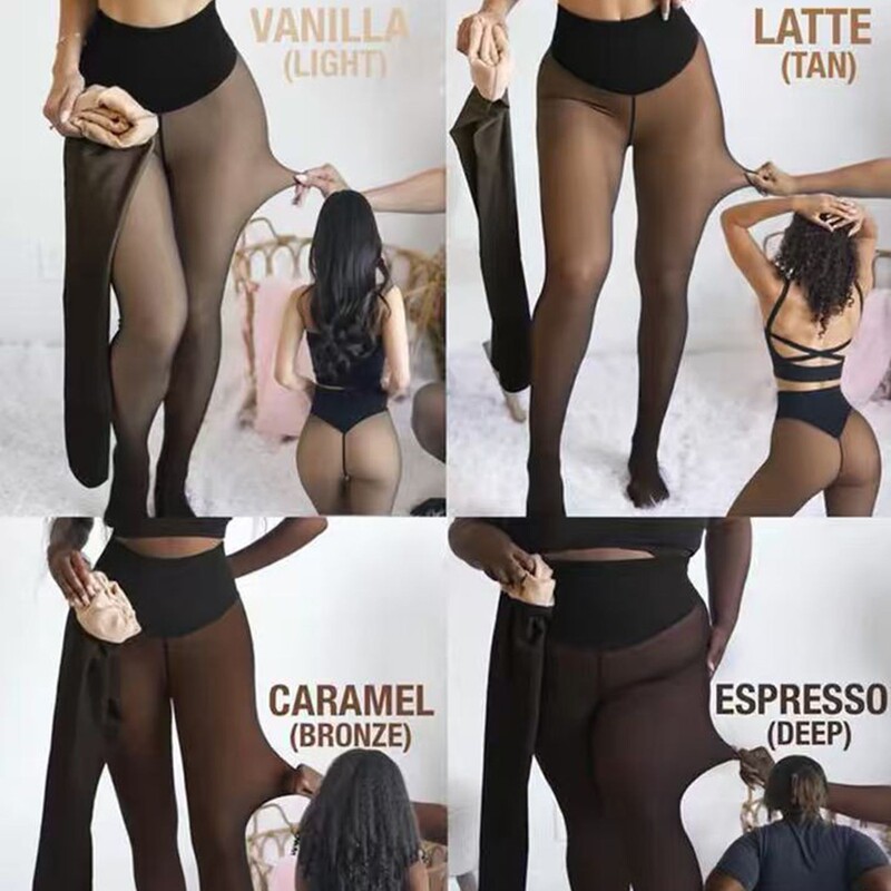 Tk Wool Lined Leggings Magic Fleece Lined Tights Cross-Border Amazon Warm Black Translucent Pantyhose