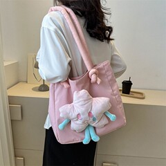 大容量スウィートトートバッグ可爱い少女学生塾バッグ新作ぬいぐるみストラップレディースショルダーバッグ