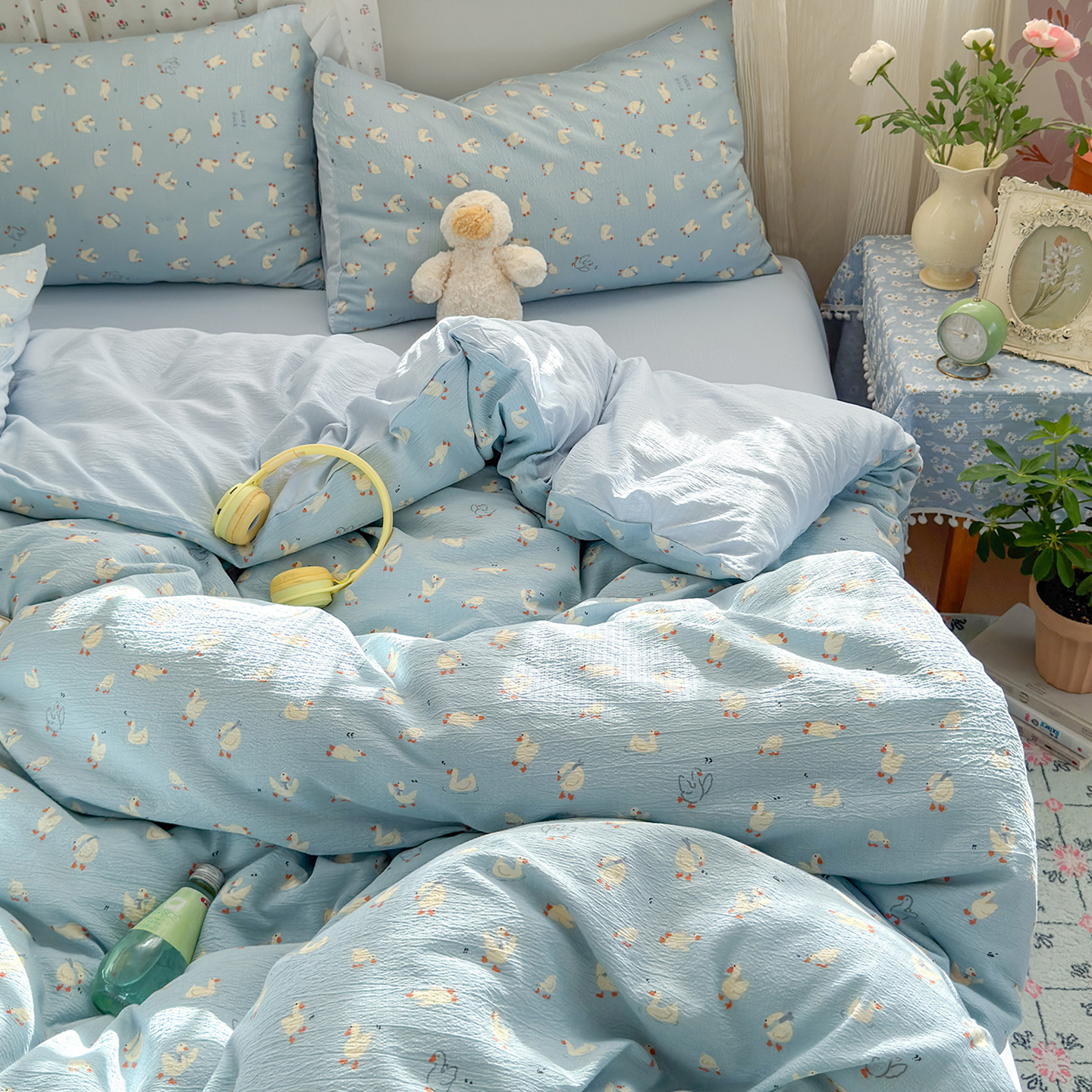 Una clase de cuatro piezas de grado materno-infantil de algodón puro de doble capa de algodón en la cama cubierta de sábanas de cama nueva cama de dormitorio Kasa San set de 4 piezas