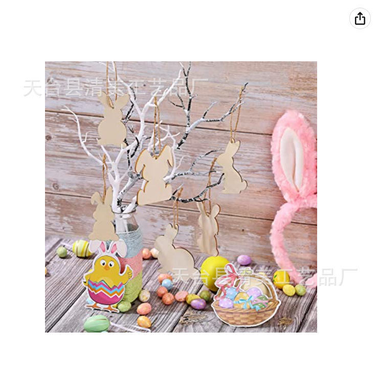 36 unidades de apertura inacabada conejo de madera colgante decoración artesanía para la decoración de Pascua de primavera favores del partido