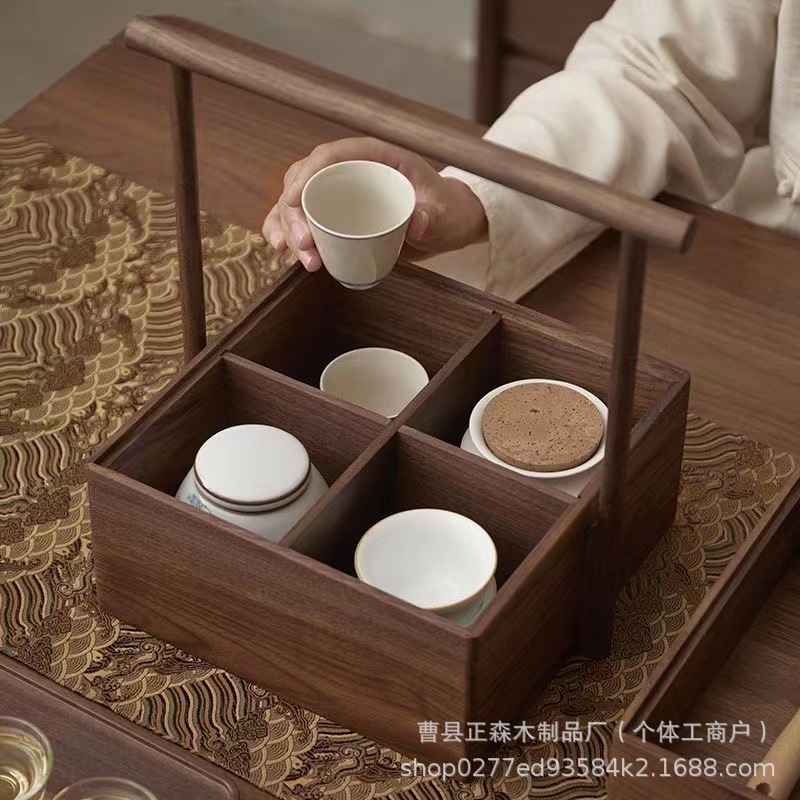 新中式木质月饼盒手提点心茶具收纳盒蛋黄月饼包装盒中秋节礼品盒|undefined